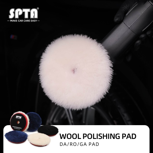 SPTA 3inch/ 5inch/ 6inch Lambs Woollen Polishing Buffing Pad Polisher Pads For Car Polisher Detailing Waxing Polishing Buffer