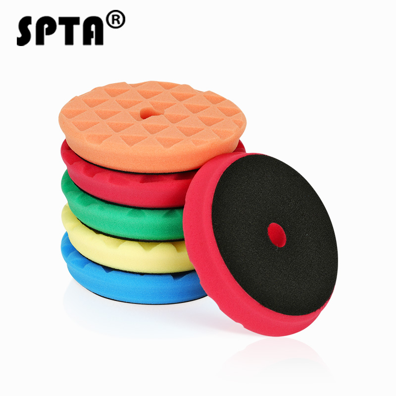 Buffing Sponge Pads , SPTA 5Pcs 6.5 Inch Face for 6 Inch 150mm Backing  Plate Compound , Cutting Polishing Pad Kit For Car Buffer Polisher  Compounding