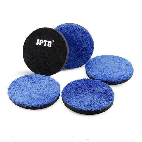 SPTA 1 to 7 Inch Microfiber Polishing Pad Removing Wax Buffer Pads Replaceable Buffing Pads for DA/RO Polisher