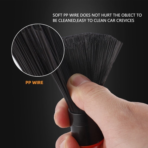 SPTA Car Detailing Brush Set, 5 Pack Soft Boar Hair Auto Detail Brush Kit with Elbow for Automotive Elegant Surface Interior Exterior Dashboard