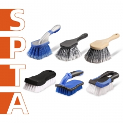 SPTA Car Beauty Hub Brush Short Handle Tire Cleaning Brush Car Wheel Rim Cleaning Tools Handheld Hard Nylon Bristlets Rim Brush