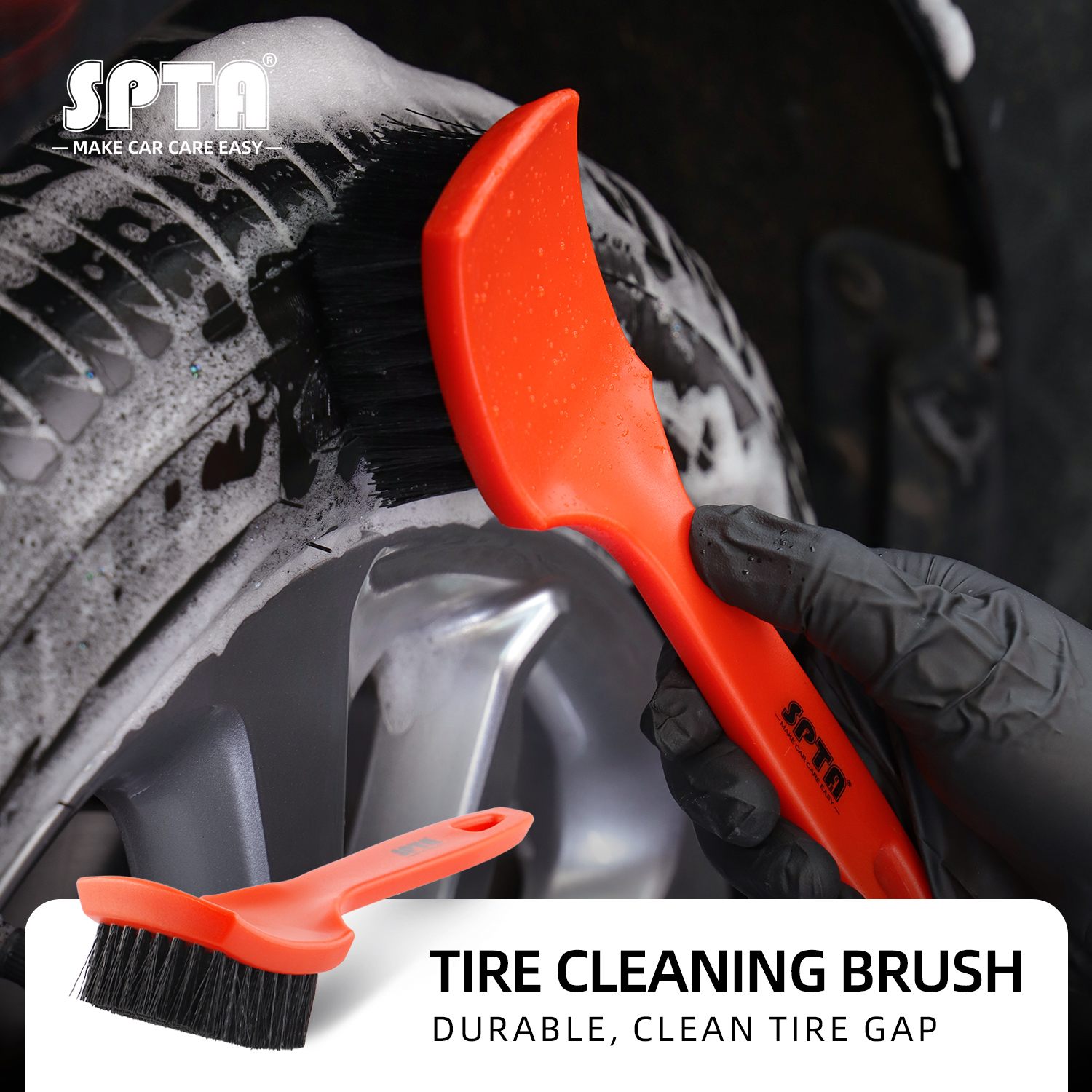 Auto Car Wheel Cleaner Brush Tire Rim Scrub Washing Vehicle Detailing Tool  Black