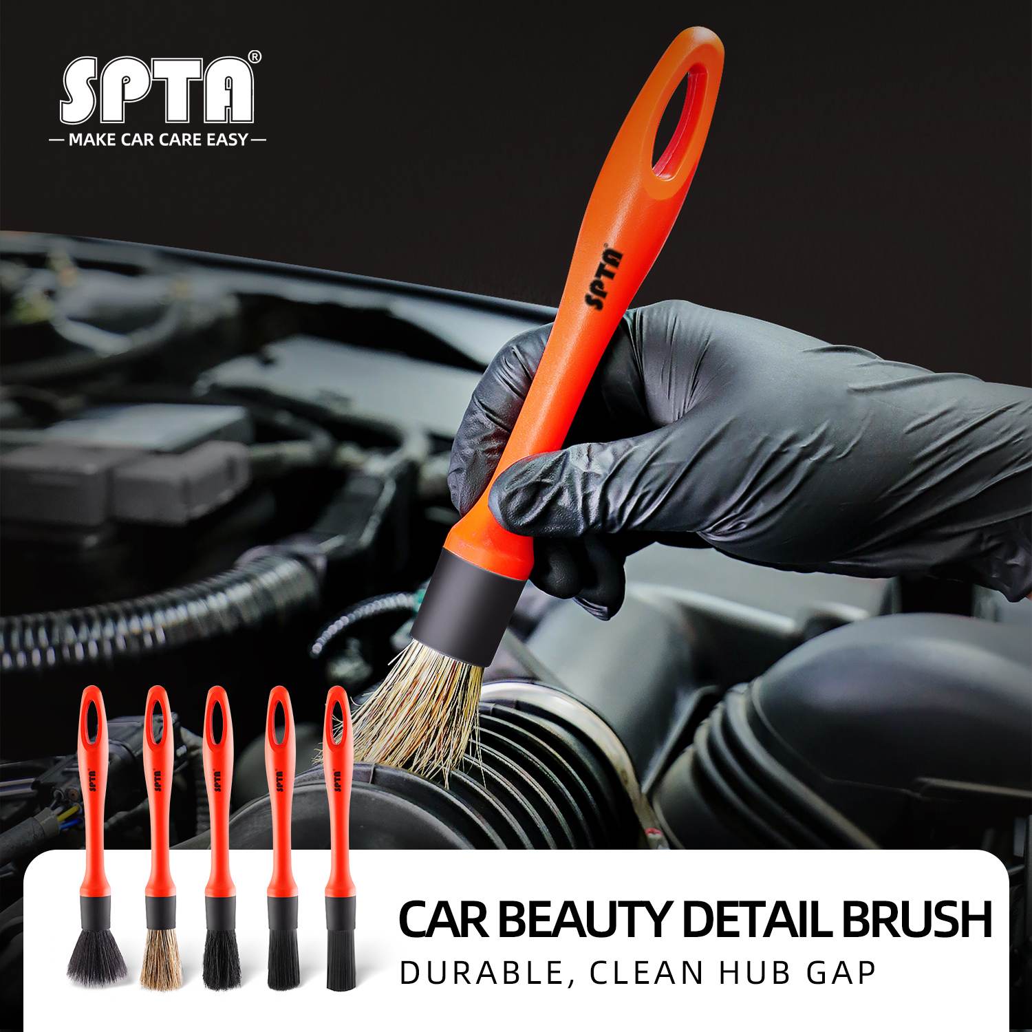  SPTA 3Pcs Car Detailing Brush Kit, Leather & Textile