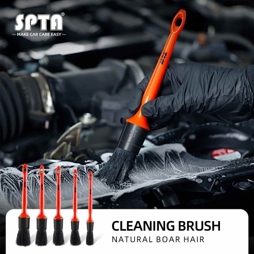 SPTA Handle Car Detail Brush with Natural Boar's Hair Vehicle Interior Cleaning for Seat Dashboard