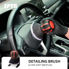 SPTA Car Interior Cleaning Brush Horsehair Bristles Brush Nylons Handle Auto  Upholstery Cleaning Brush