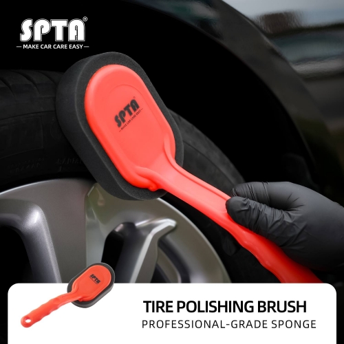 SPTA Car Wheel and Tire Waxing Applicator Coating Sponge Brush Black and Red Waxing Sponge Brush Replaceable Cleaning Hand Pad