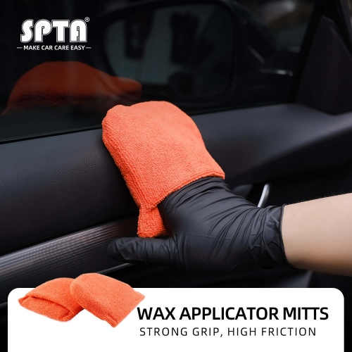 SPTA 10pcs Soft Microfiber Car Wax Applicator Mitts Wax Foam Applicator Pad For Apply and Remove Wax Car Cleaning Pad