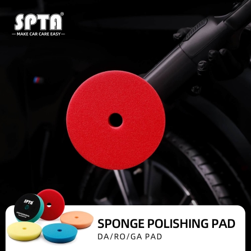 SPTA 3" to 6" Car Spong Buffing Polishing Pads, Beveled Edge Flat Buffing Pads For DA/RO/GA Car Buffer Polisher (Type 2)
