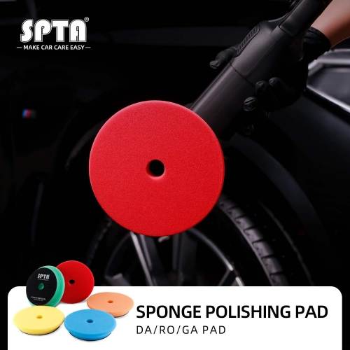 SPTA 5" Car Spong Buffing Polishing Pads, Beveled Edge Flat Buffing Pads For DA/RO/GA Car Buffer Polisher (Type 1)