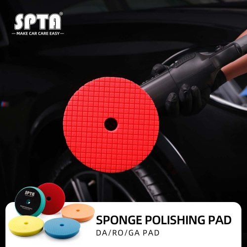SPTA 5" to 6" Car Spong Buffing Polishing Pads, Grid Beveled Buffing Pads for RO and DA Polisher