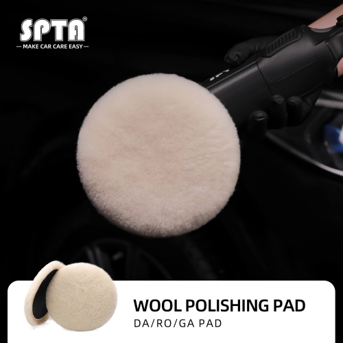 SPTA 3"/5"/6"/7“ Heavy Cut Wool Polishing Pad High Density Lambs Woollen Polish buffing Pad For DA/RO Car Polisher