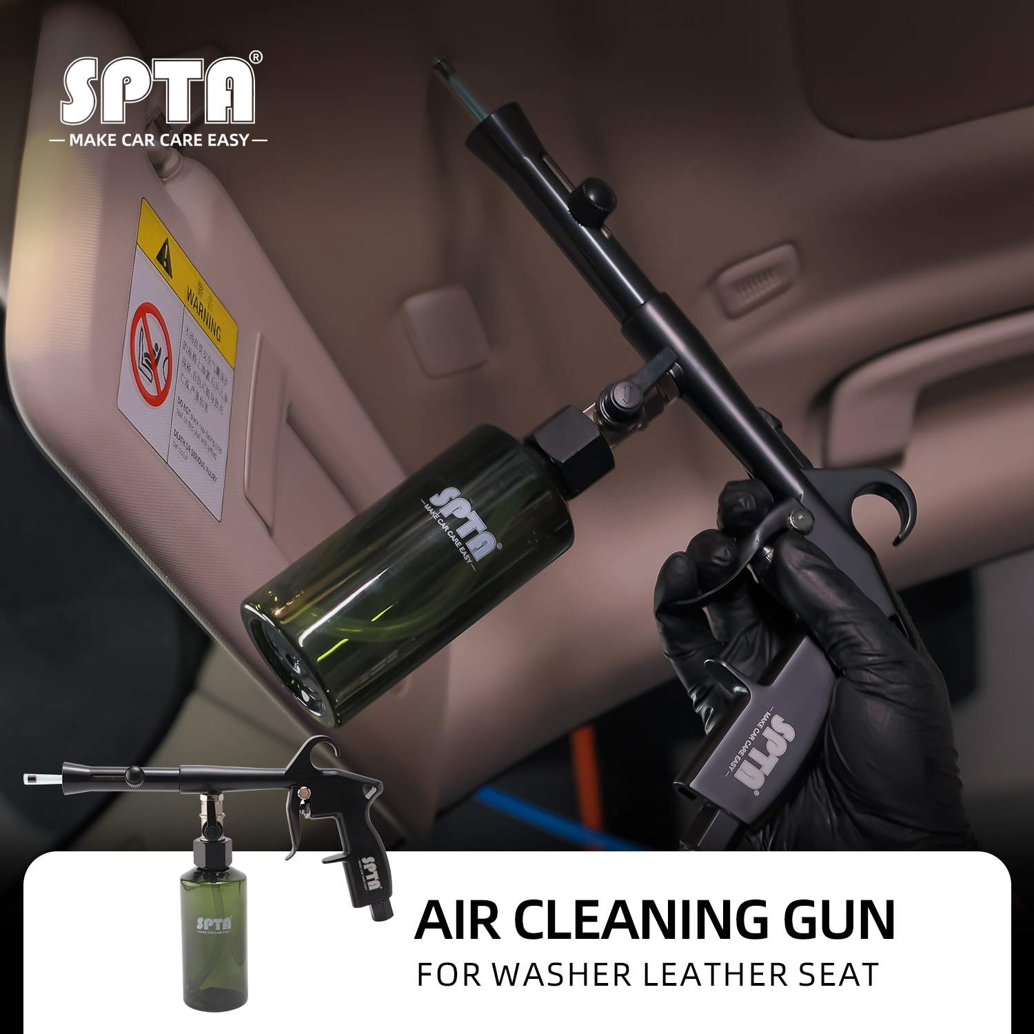 SPTA High Pressure Car Cleaning Gun, Cleaning Gun, Car Interior Washing  Kit, Detailing Wash Gun with Metal Spinner for Seat Carpet Roof Dashboard