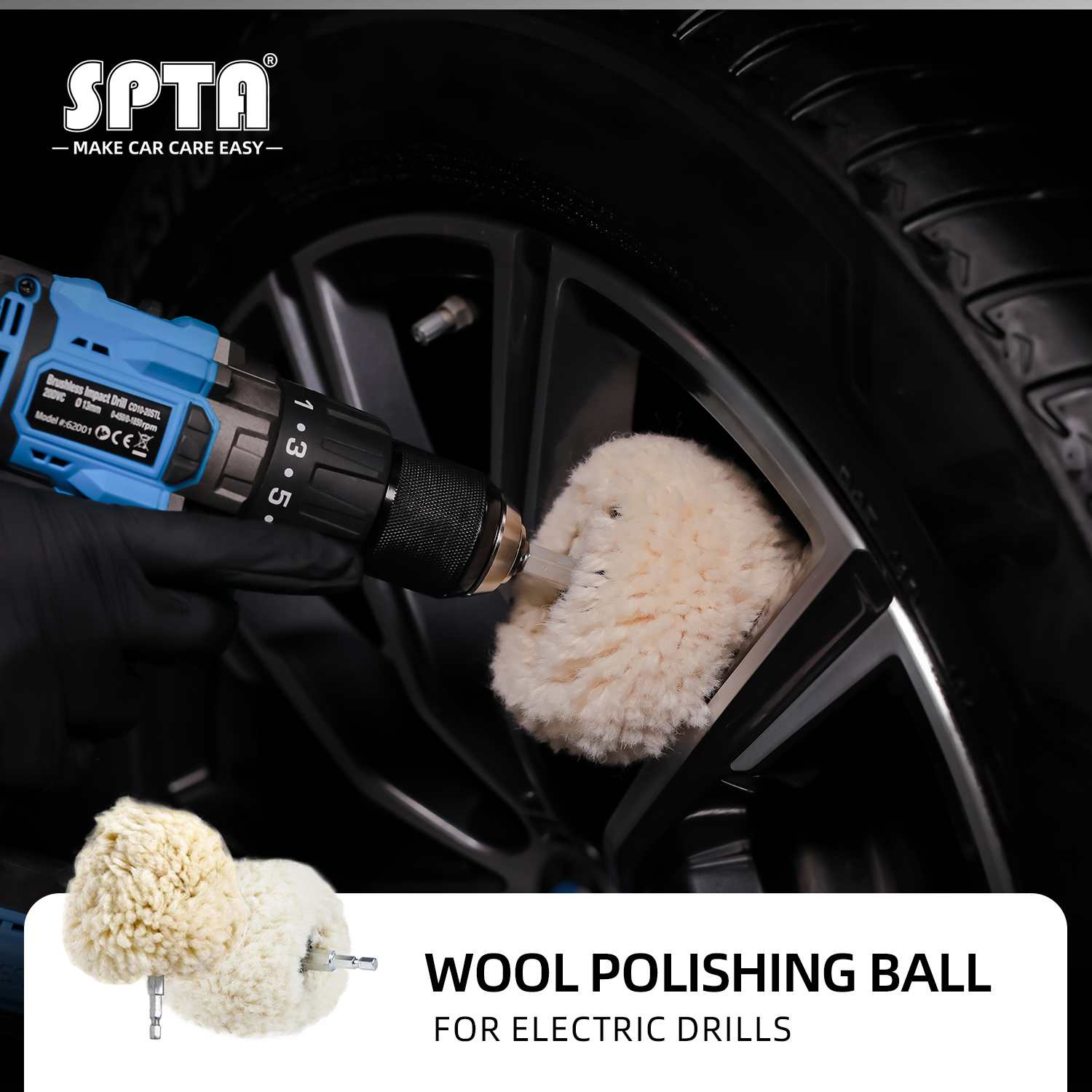 SPTA Auto Wheel Polishing Sponge - Electric Drill Compatible Burnishin –  SudsAutoSalon