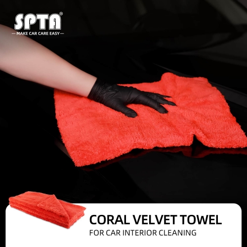 SPTA Double-sided coral velvet Towel Extra Soft Car Wash Microfiber Towel Car Cloth for Interior Cleaning