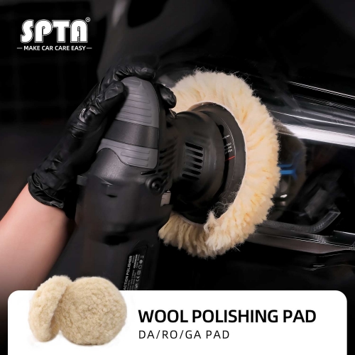 SPTA Single-side & Double-side Wool Polishing Pad 6" 8" Natural Wool Polishing Wheel Waxing Buffing Woolen Pad Car Polishing Disc
