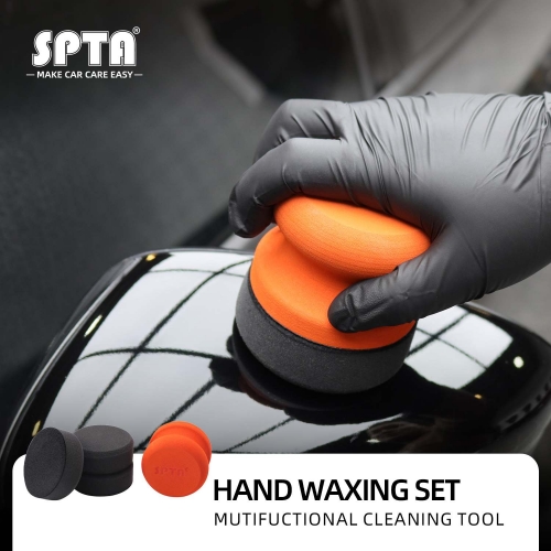 SPTA 3”Car Hand Wax Applicator Pad Kit Dia Sponge Tire Dressing Applicator Pad with Grip Polish Foam Applicator