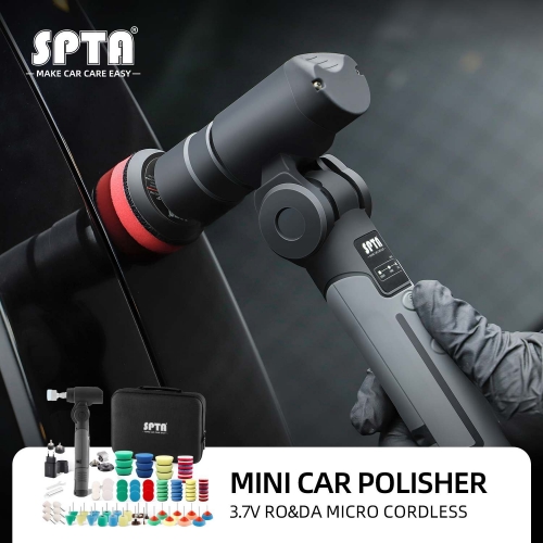 SPTA Cordless Mini Car Polisher 3.7V Micro Cordless Scratches Killer Car Polisher RO/DA Mini Car Polisher for polishing, Sanding