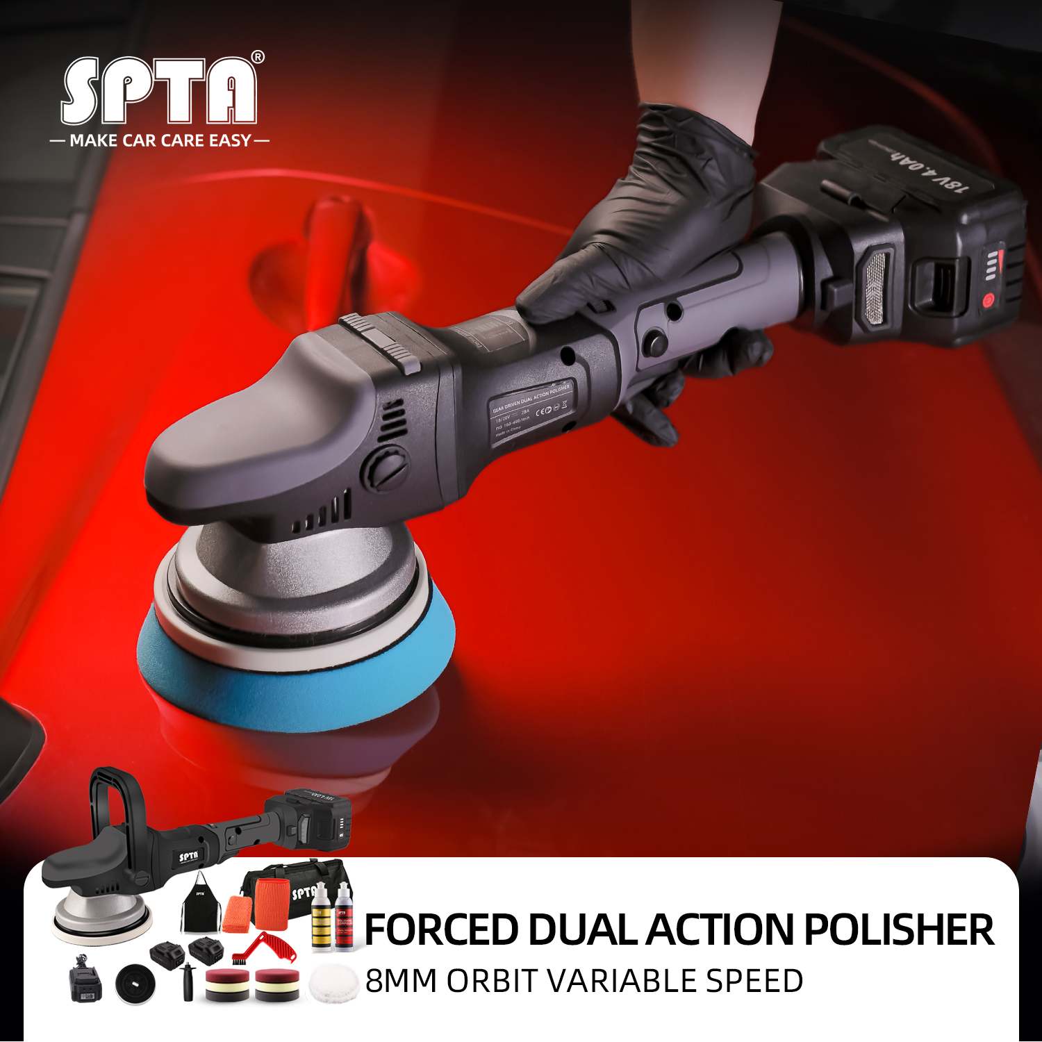 SPTA 12V Micro Cordless Swirl Killer Polisher RO/DA Mini Car Polisher for  polishing, sanding and cleaning