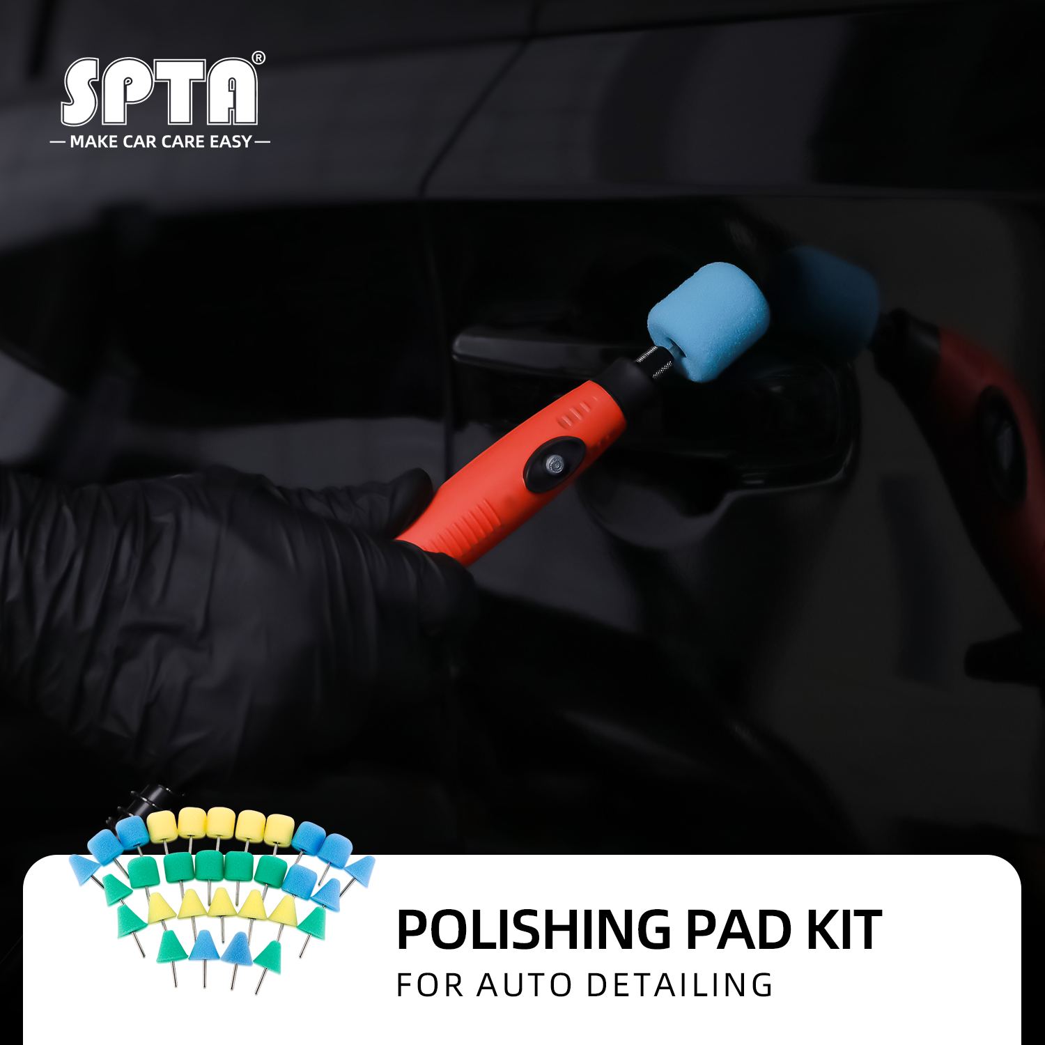 SPTA 3inch Electric Car Detail Polisher, Rotary Poliher with M14 Thread