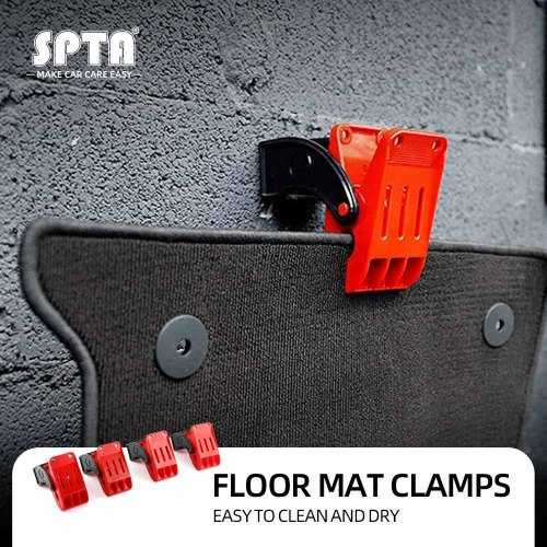 SPTA 4Pcs Car Cleaning Floor Mat Pad Cleaning Hooks Carpet Wash Clamp Multifunctional Yoga Mat Clip Tools