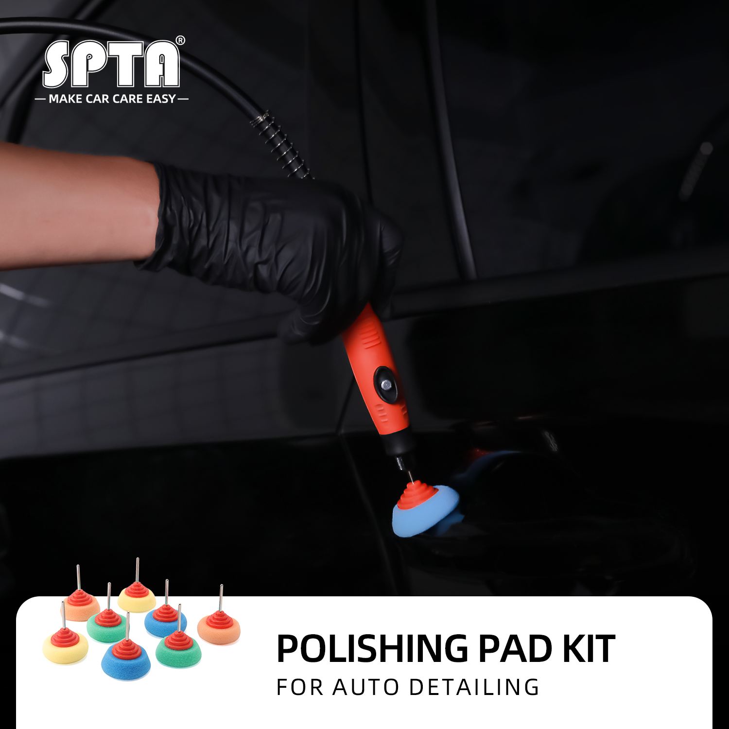 SPTA Mini Polishing Sponge 2 Inch Buffing Wheel for Car Hub Steel Rim Burnishing 4Pcs Pack Automobile Detailing Polishing Foam