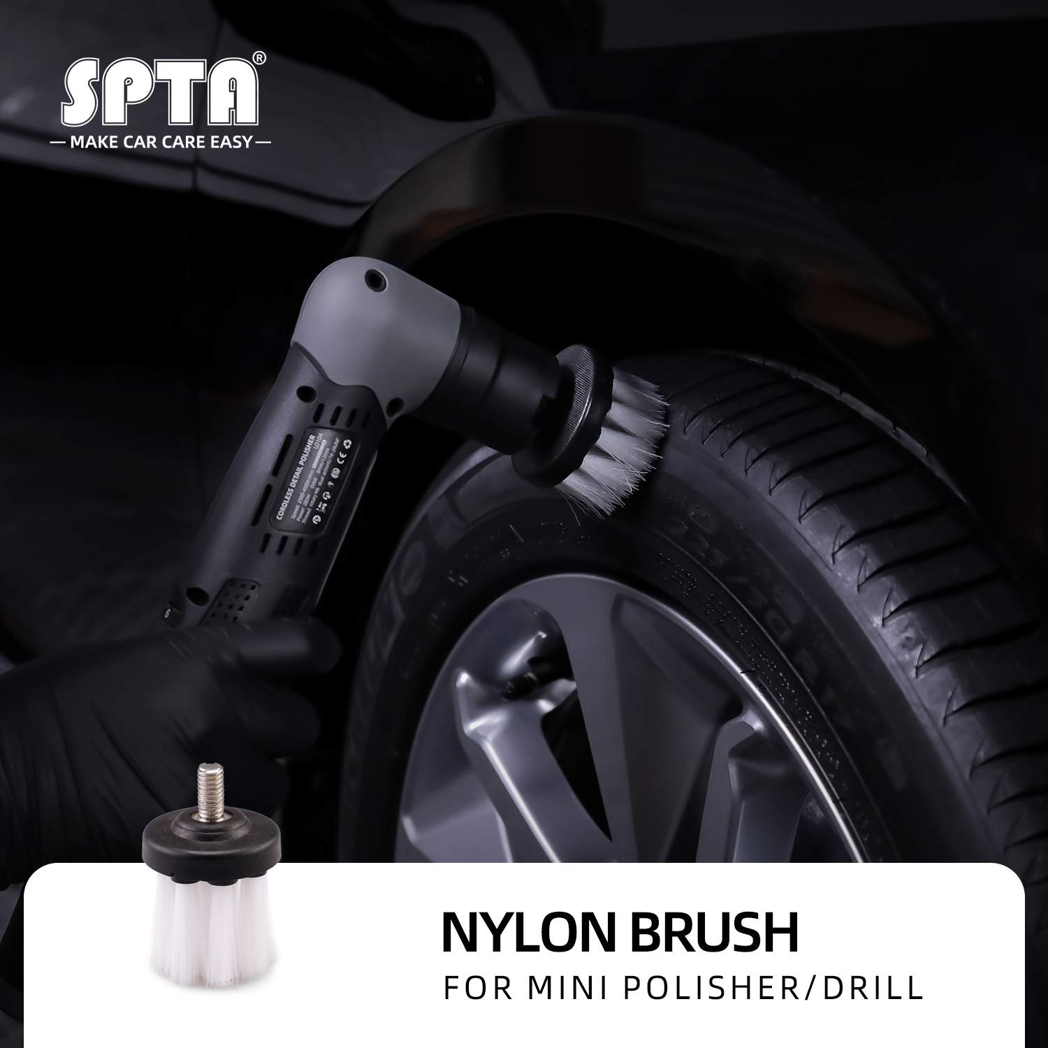 SPTA Car Detailing Brush Boar Hair Detailing Brush for Cleaning Air Vents  Engine Bays, Dashboard & Wheels