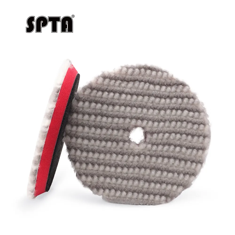 SPTA V2.0 Fine & Finish Short Wool Polishing Pad RO/DA Polisher Buffing Pad for Car Polisher