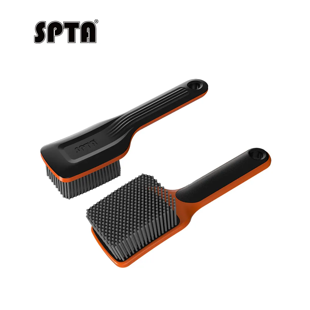 SPTA DF033 Black & Orange Car Tire Brush Made With PVC Bristle For Car Floor Mats Set Belt Scrubbing Tires Cleaning