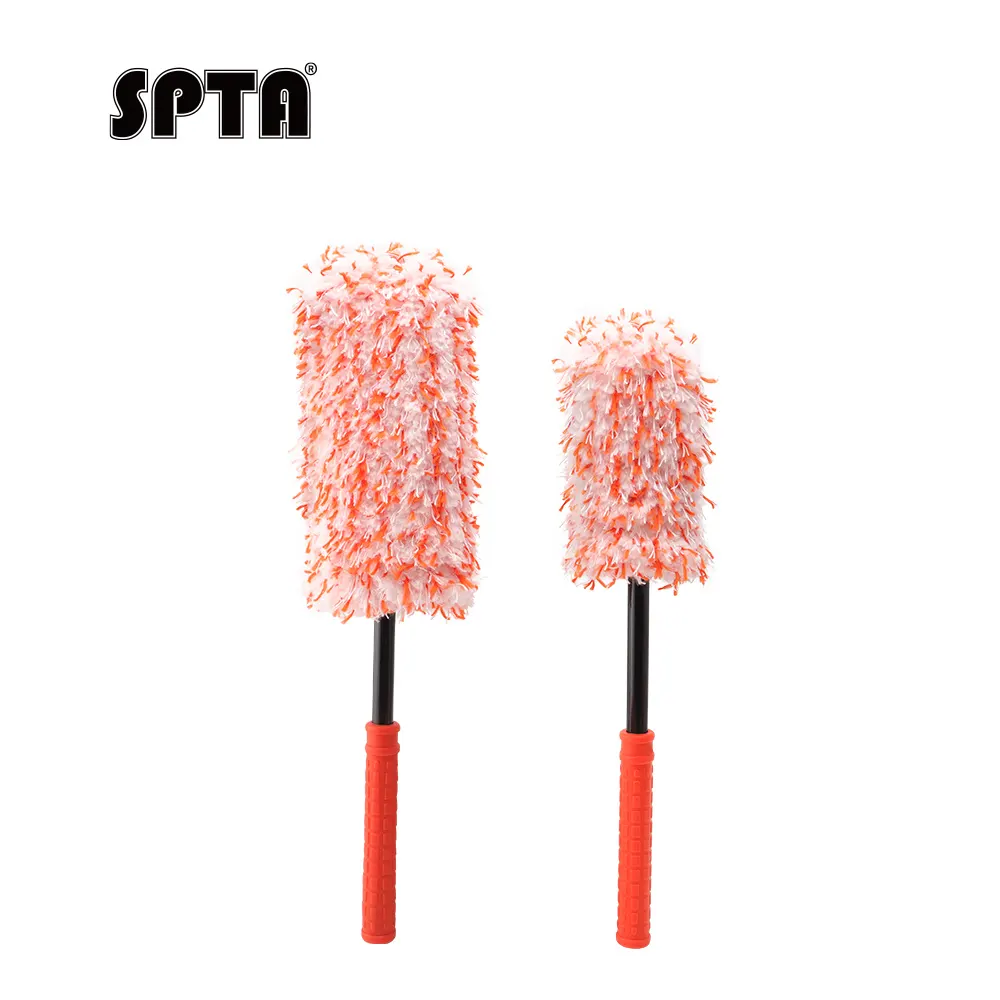 SPTA DF043 Straight handle Car Rim & Wheel Cleaning Brush Made With Microfiber Plastic Handle For Cars&Trucks&SUV