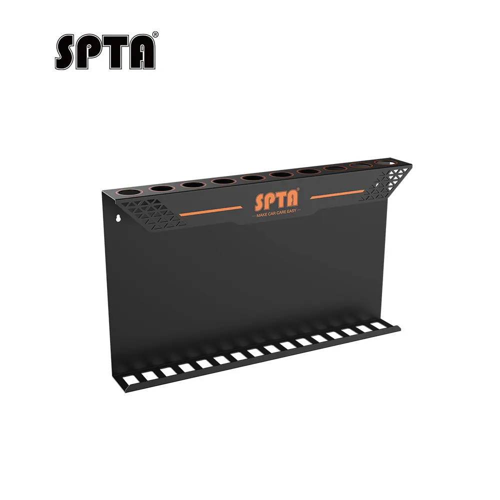 SPTA Brush and Trigger Bottle Holder Wall Mount Tool Holder Black 415*55*240mm Metalwall mounted brush rack metal bottle holder