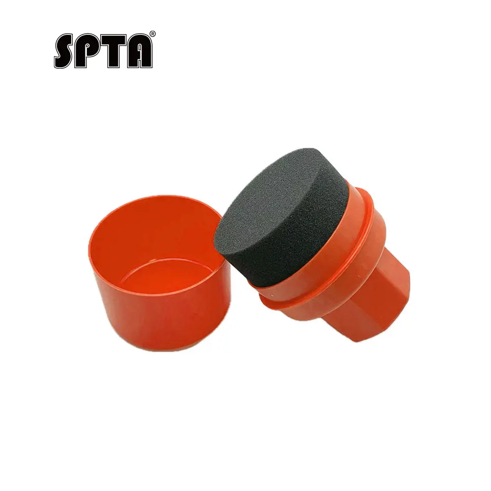 SPTA Dressing Applicator With Cover Sponge Applicator, Soft Sponge Applicator,Detailing Tool for Any Cars, Orange