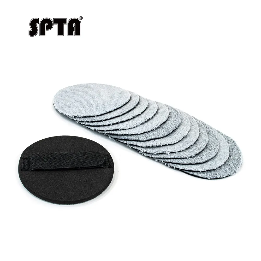 SPTA 12Pcs Ste Coating Applicator Handle Strap And Refill Sheets Flexible Hand Strap Backing Plate Car Detailing Hand Strap Applicator