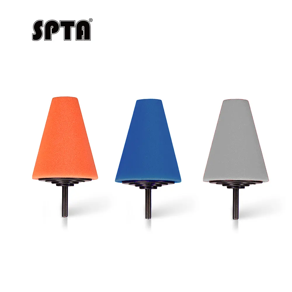 SPTA Orange/Blue/Gray 6mm Shank Polishing Cone,Size: 70*145*83m,Detailing Plishing Spot Pad,For Car Detailing Wash