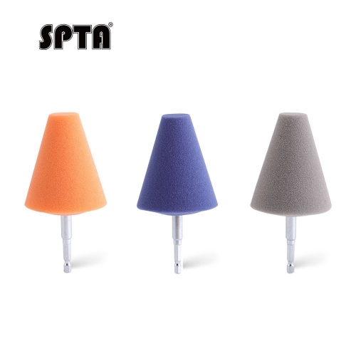 SPTA Orange/Blue/Gray 6mm Shank Polishing Cone,Size: 70*145*83m,Detailing Plishing Spot Pad,For Car Detailing Wash